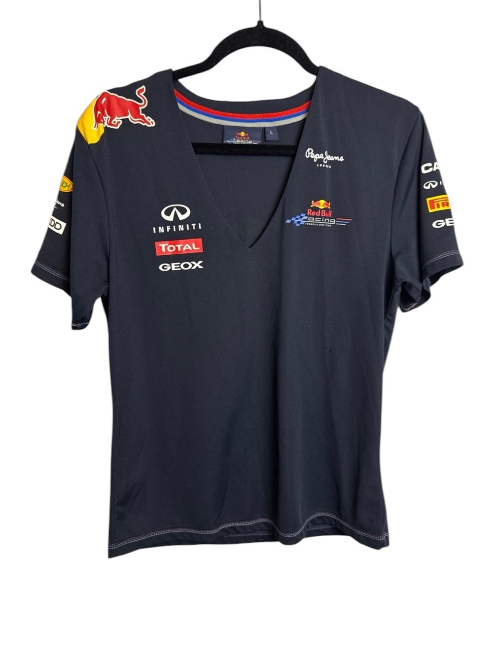 Red Bull racing Large  V neck shirt jersey formula one unisex vintage rare
